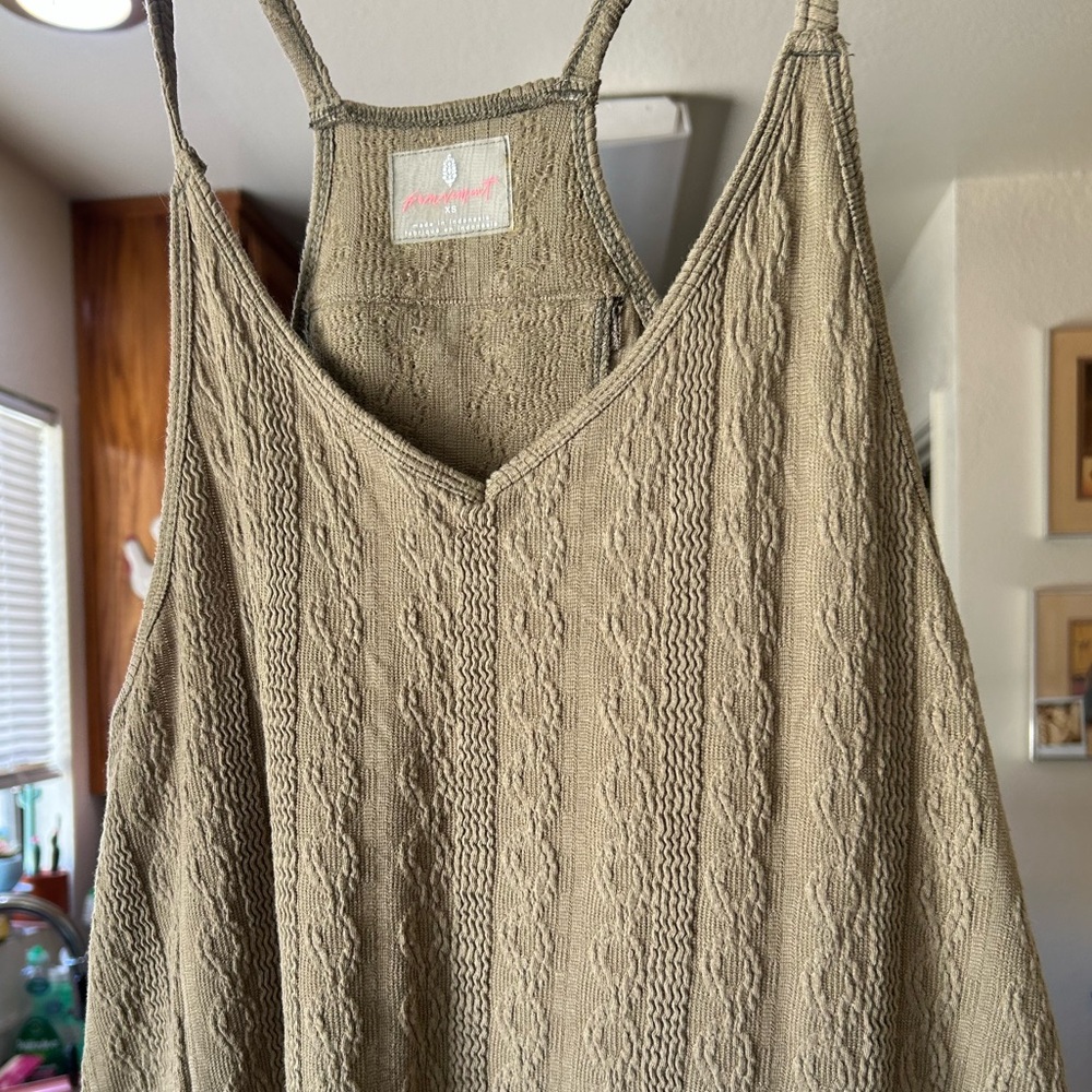 NWOT Free People Movement Hot Shot Cable Knit Onesie RARE - Light Army Green XS